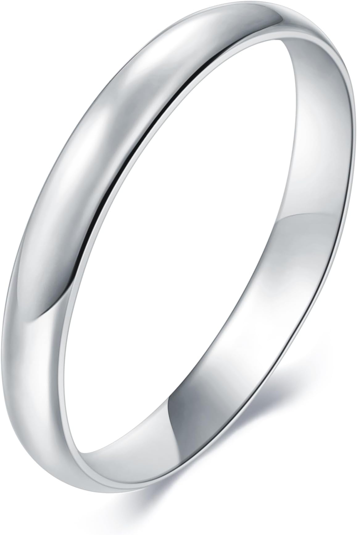 925 Sterling Silver Ring High Polish Plain Dome Tarnish Resistant Comfort Fit Wedding Band 2mm 3mm Ring 4-12