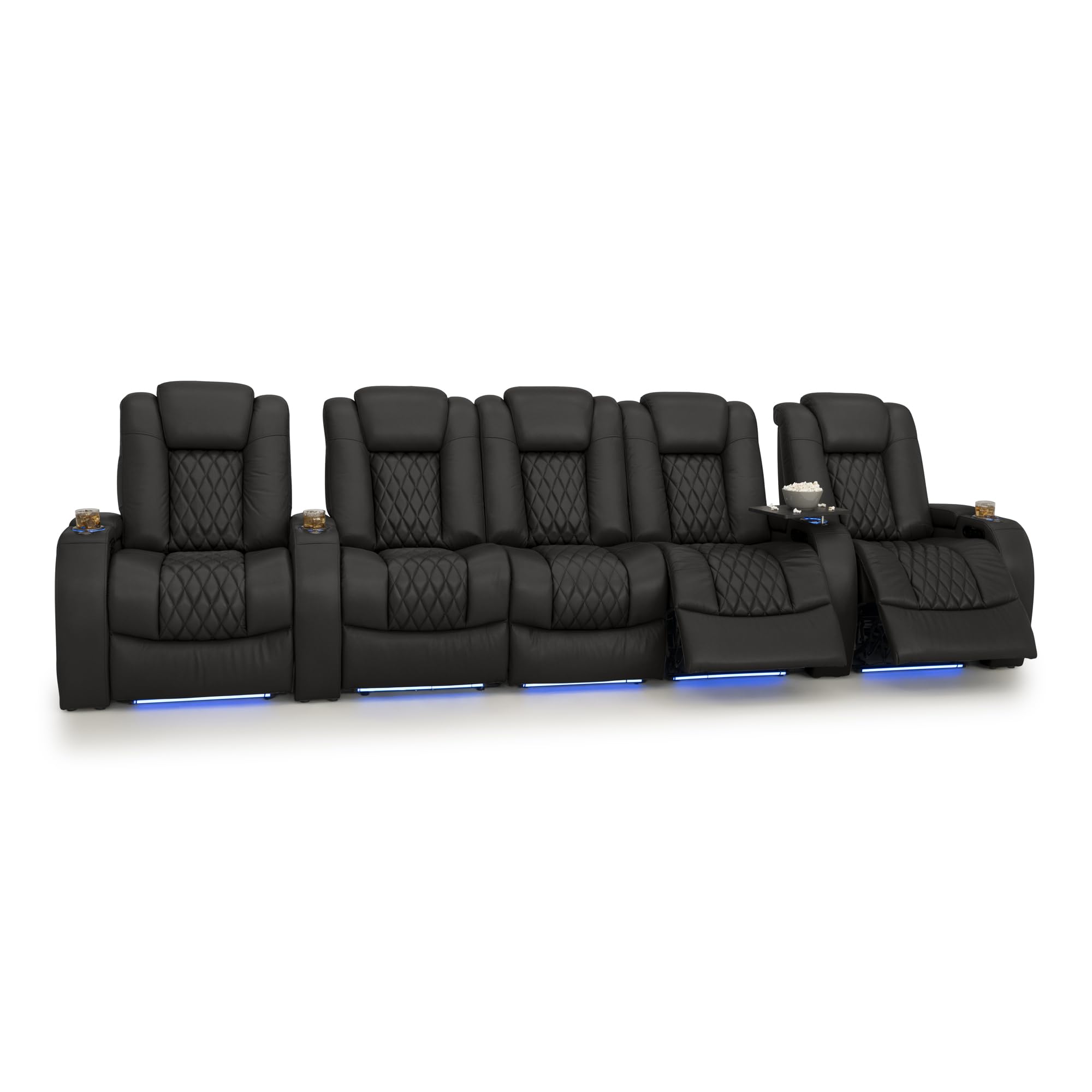 Seatcraft Diamante Home Theater Seating Black Row of 5 Middle Sofa