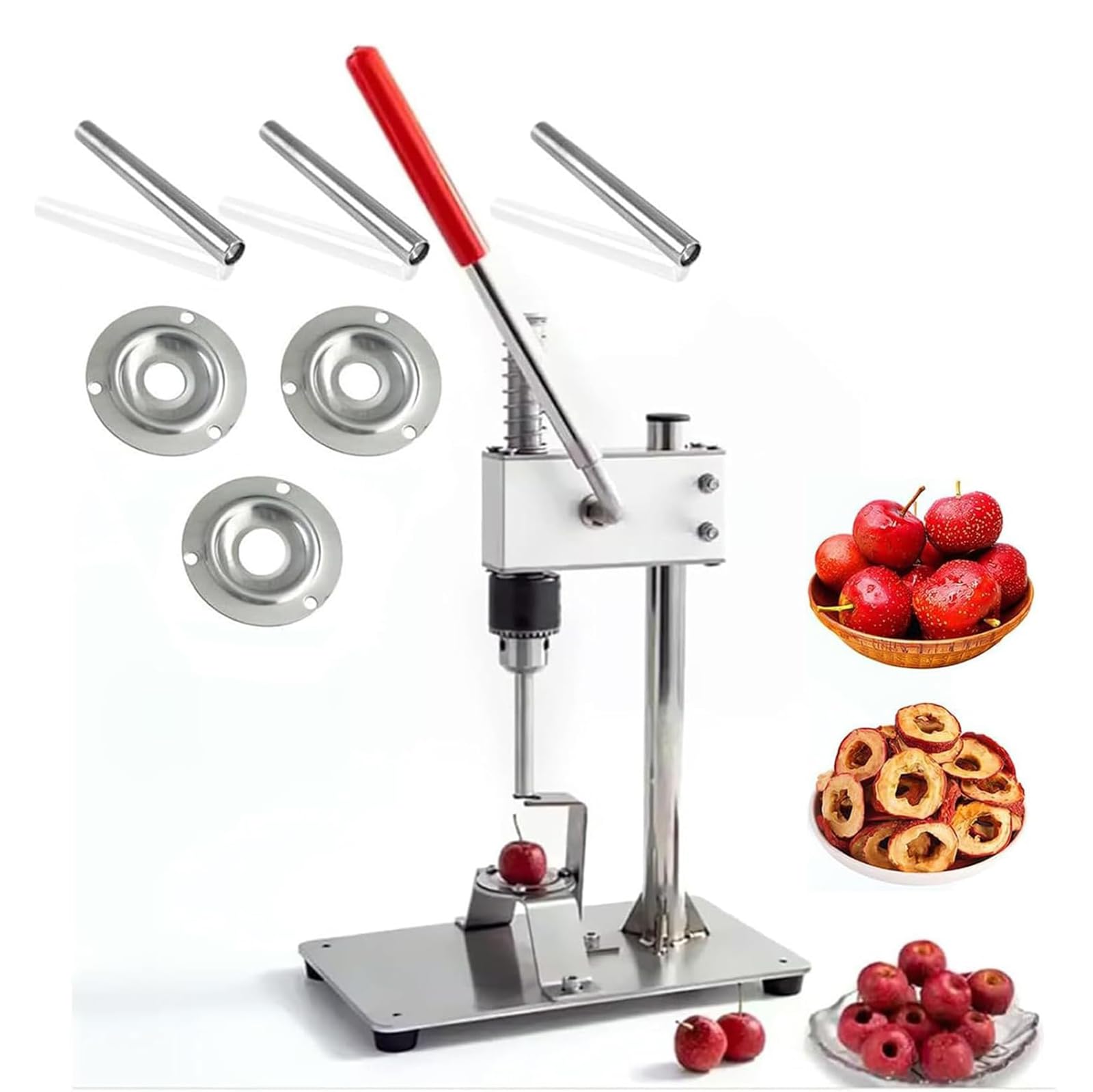Descorazonador de espino portátil, herramienta de acero inoxidable para quitar semillas de frutas con transmisión de engranajes, para fechas rojas