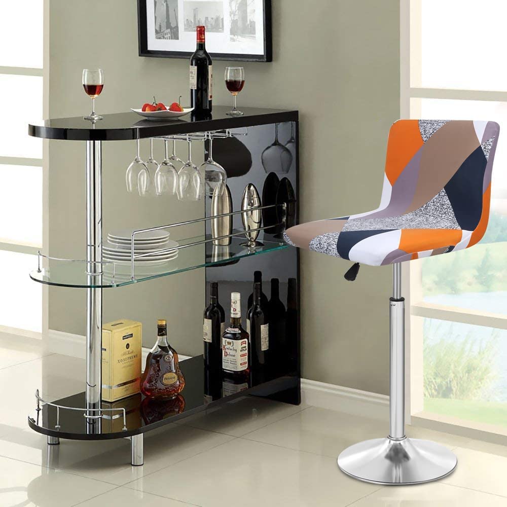Housses Tabouret De Bar AQIGR - Lot De 4 - Extensible Avec Dossier - Protection Et Décoration - Lavable Machine