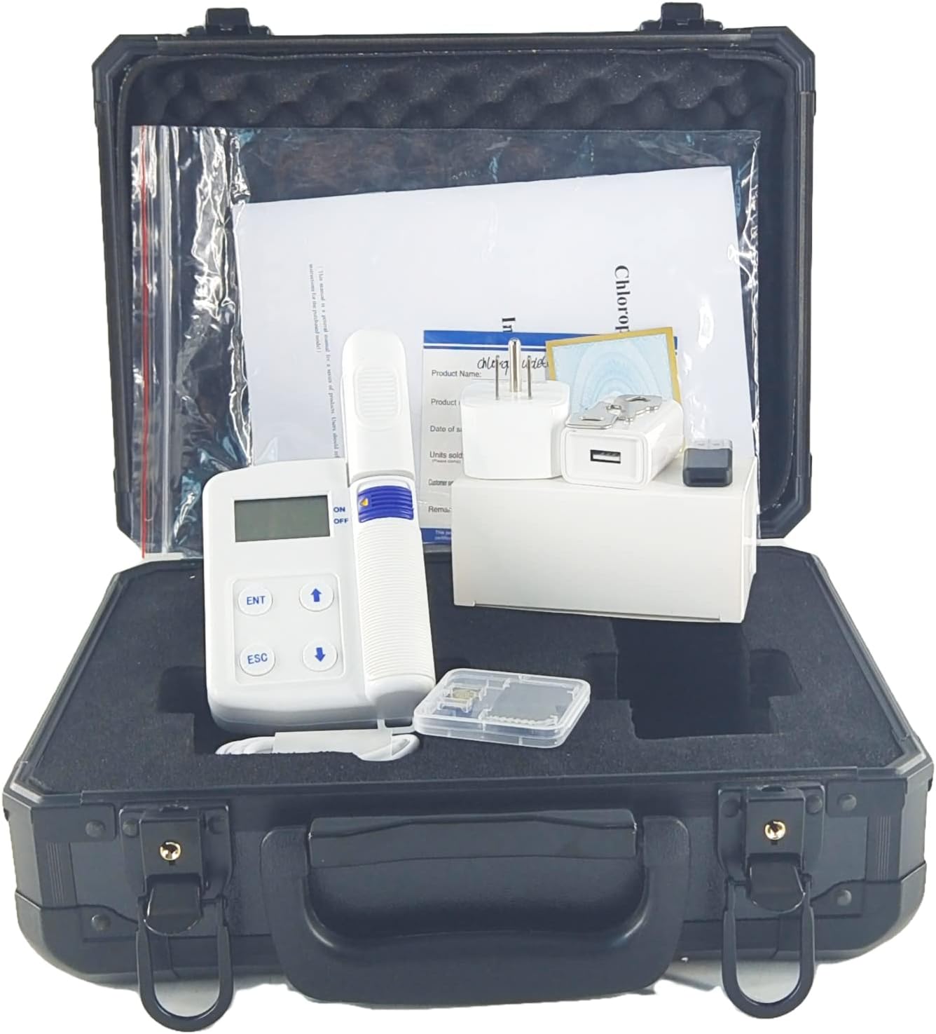 Plant Nutrient Analyzer Leaf Chlorophyll Meter for Chlorophyll Content Nitrogen Content Leaf Temperature Leaf Humidity Measurement with Range 0.0-99.99SPAD 0.0-99.99mg/g -10-99.9℃ 0.0-99.9RH%