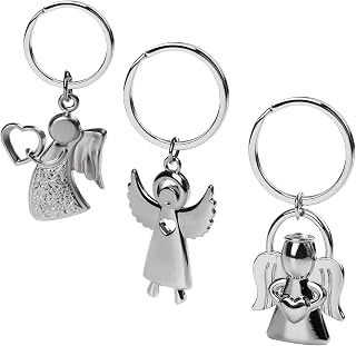QOPAHI Guardian Angel Keyrings for Women with Heart Car Mum Keyring Best Friend Keyring Drive Safe Keyring Angel Gifts for Friends Girls Keepsake（3Pcs Different Shapes）