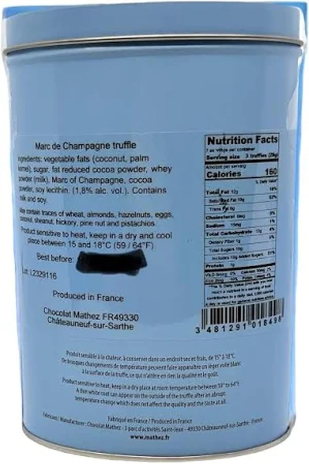 Natural Chocolate Truffles Fine Flavor from Mathez Chocolate Imported from France - Gift Box 250 grams