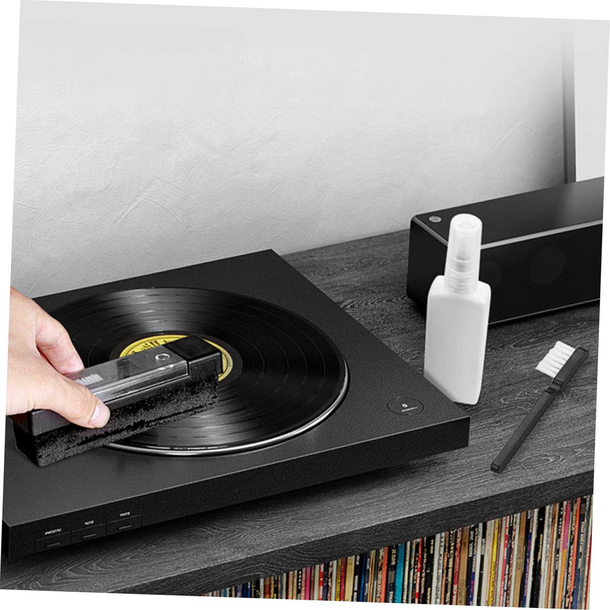Gatuida Kit Limpieza Discos Vinilo con Brochas Antiestáticas y Líquido Cuidado Completo para Tocadiscos y Agujas y Duradero