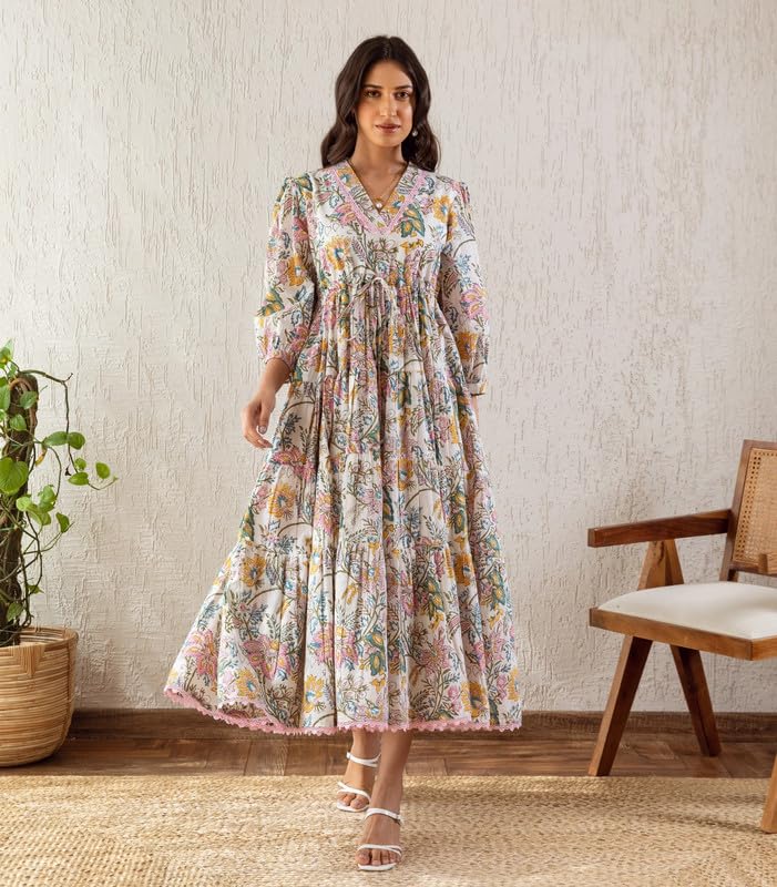 Image of Sheetal Associates Women's Fit and Flare Dress with Regular Sleeves | Comfortable Relaxed Fit Summer Dress