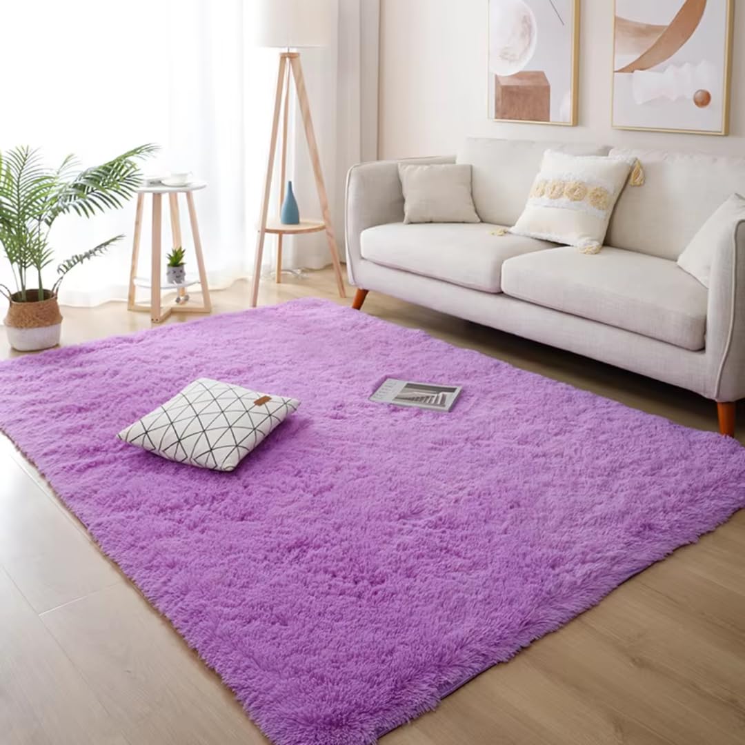Biały puszysty dywan do salonu, nowoczesny, sypialniany, wystrój domu, duże maty, gruby, futrzany dywanik (50x80 cm, mały rozmiar/fioletowy)