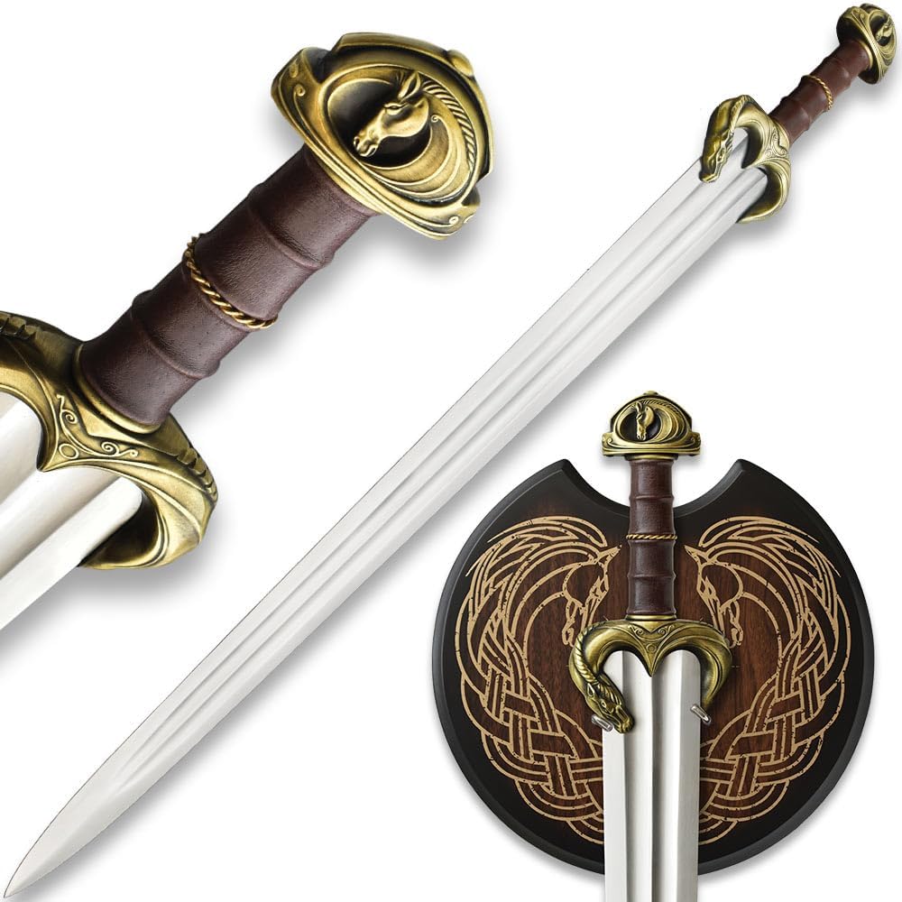 United Cutlery Lord of the Rings Guthwine Sword of Eomer | LOTR Replica & Collectible | Officially Licensed Movie Replica | Stainless Steel Blade | Leather Grip | Display Plaque | Overall Length 34"