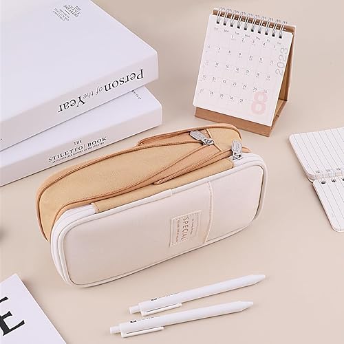 Miniatura 6 de iSuperb estuche plegable de gran capacidad para lápices, de lona, con cremallera, organizador de elementos de oficina, bolsa para bolígrafos, bolsa