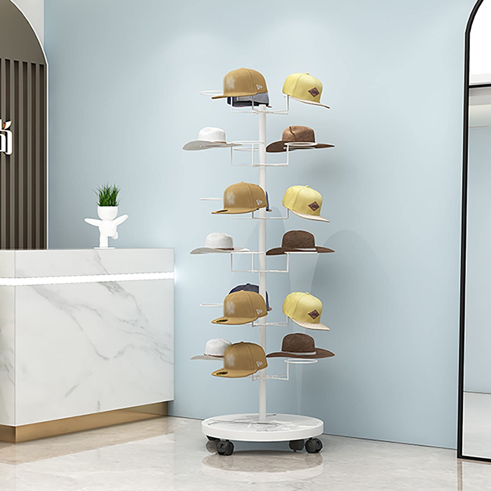 Porte-chapeaux, organiseur de chapeaux commercial sur pied pour casquettes de baseball, chapeaux de cowboy, chapeaux pour hommes et chapeaux pour femmes, support de grande capacité à 6 niveaux pour m