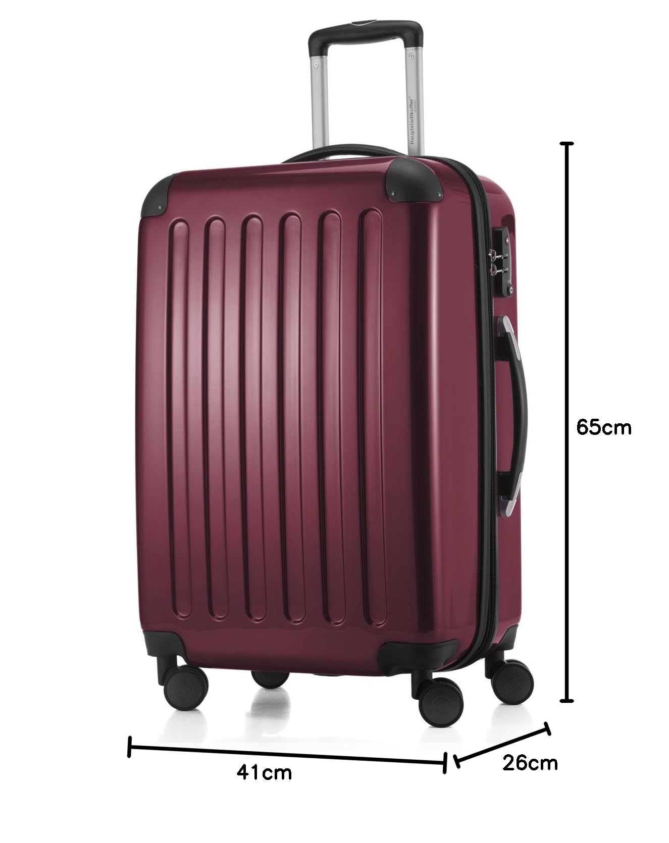 Hauptstadtkoffer ALEX - Rozszerzalna walizka z twardą skorupą 65 cm (74 l) z zamkiem TSA, solidna walizka podróżna z 4 podwójnymi kółkami, bordowy