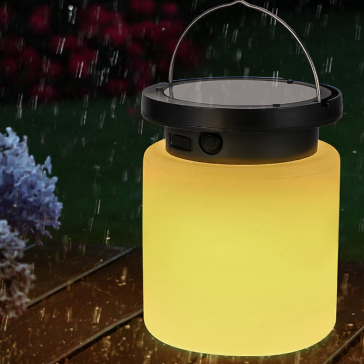 Lanterna Solare Portatile LED Bianca in Silicone per Esterno | Uso su Tavolo o Appesa a Parete, Adatta per Cortile e Campeggio, Lampada Compatta