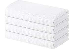 100% Cotton Waffle Weave Kitchen Towels - Soft and Absorbent Dish Towels (4 Pack)