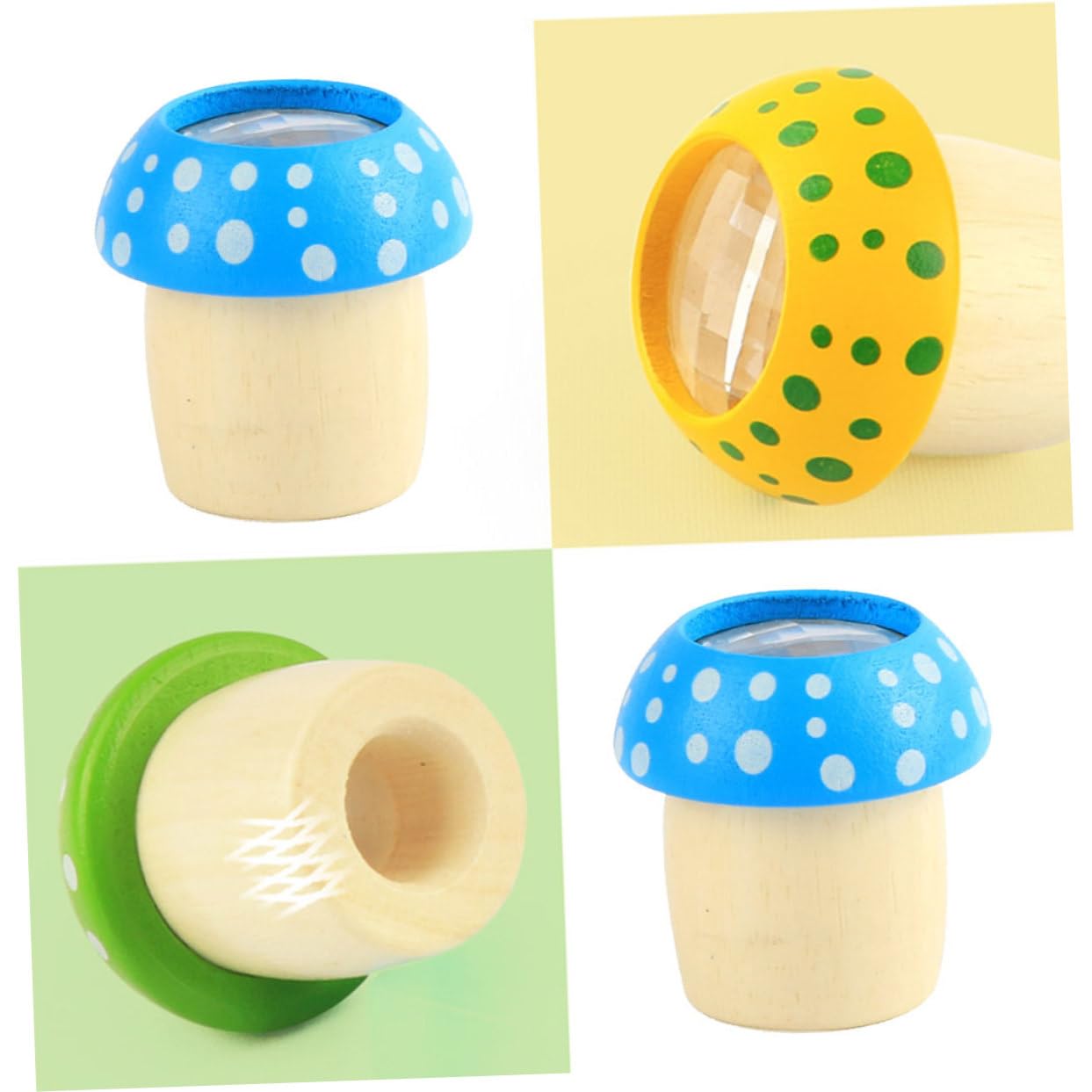 HONMEET 2pcs Wooden Mushroom Boys and Girls Kaleidoscope Educational Toy for Birthday Present