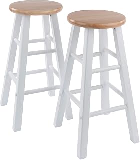 Winsome Element 24" Counter Stools, Natural & White, 2-Piece Set - Solid Wood Bar Stools with Footrests & Stability