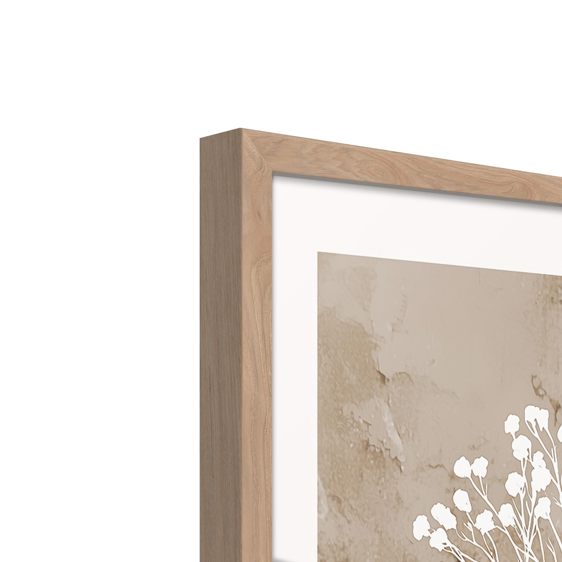 STYLER Bild Dried Flowers 50 x 70 cm mit Holzrahmen – Florales Trockenblumenmotiv – Japandi Boho Wandbild Beige Natur