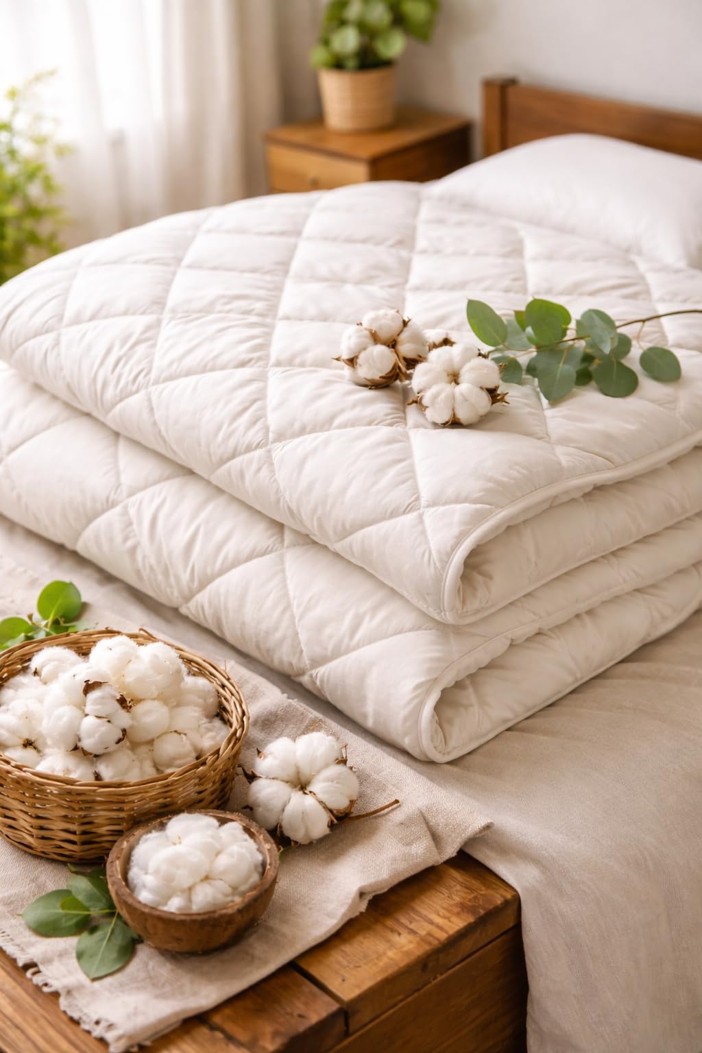 Merino Wool Edredón 100% Algodón Puro con Cubierta De Algodón Cama Edredón De Llenado & Todas Las Tallas 4 TOG (120 x 150 cm - Cot Bed)