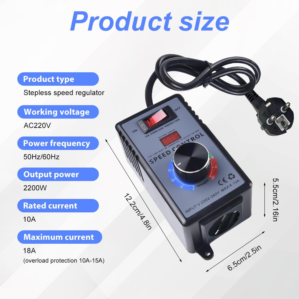 Régulateur de vitesse AC 230v 10A 4000W Régulateur de vitesse moteur Régulateur de tension 220V Régulateur de tension électronique Variateur de fréquence pour meuleuses d'angle, souffleurs
