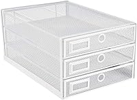 Vista 10 de Annova Organizador de escritorio de malla de alambre con cajones deslizantes de 3 niveles, clasificador de papel, multifuncional, construcción