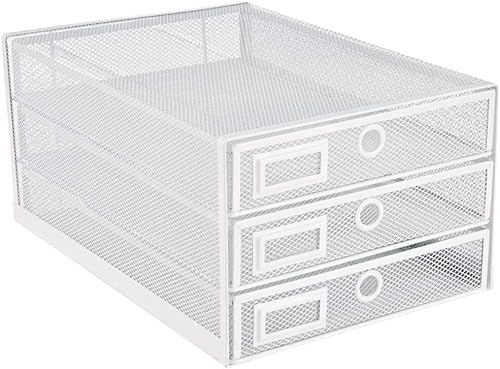 Annova Organizador de escritorio de malla de alambre de 3 niveles, cajones deslizantes, clasificador de papel/multifuncional/construcción sólida
