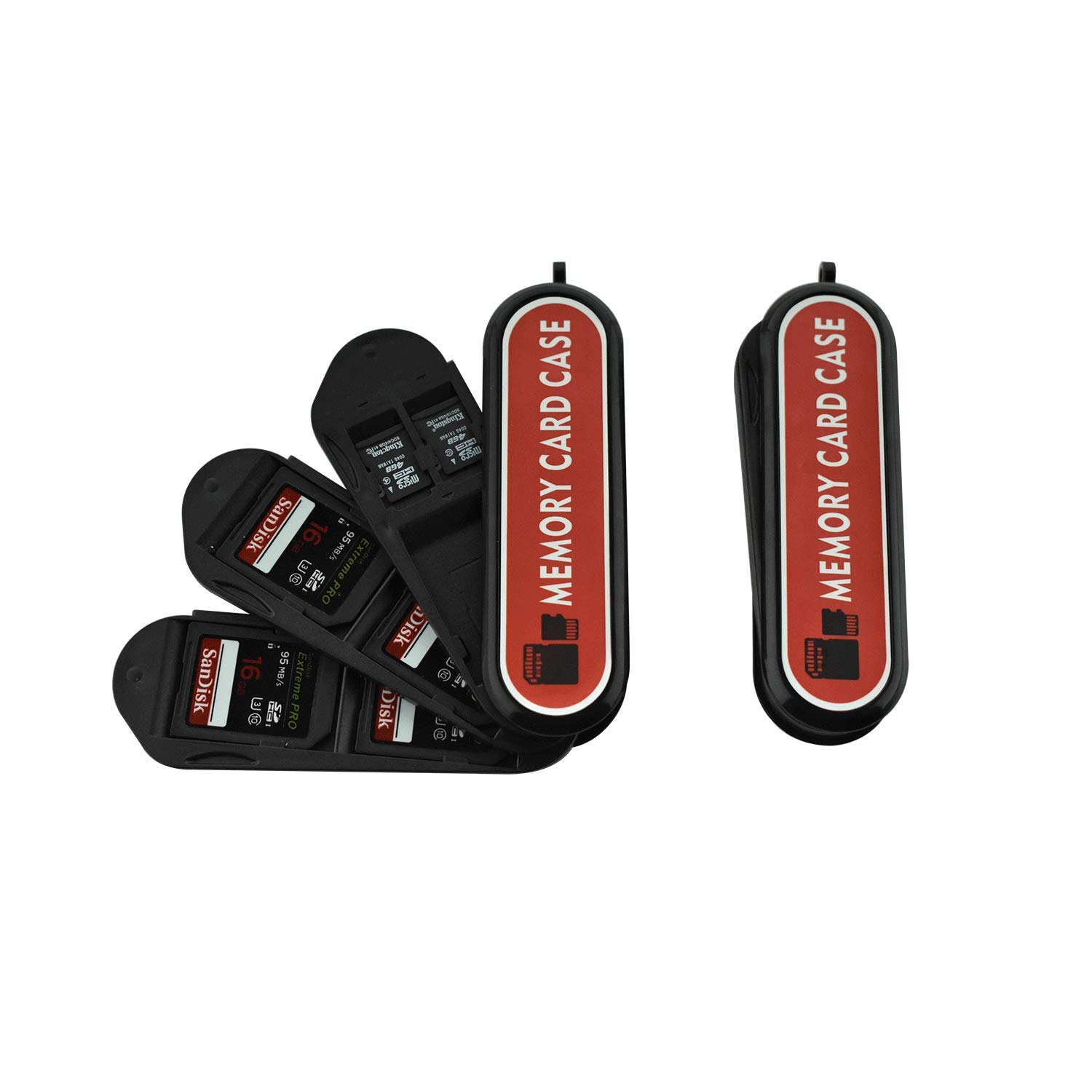 Memory Card Case,Mini SD Card Case&Holder, Micro SD/TF Card Storage Cases- 3 Storage Blades- Fits 2X SD, 2X SD, 1x SD and 2X Micro SD Cards- Swiss Army Knife Shape- Ideal for Drones & Cameras