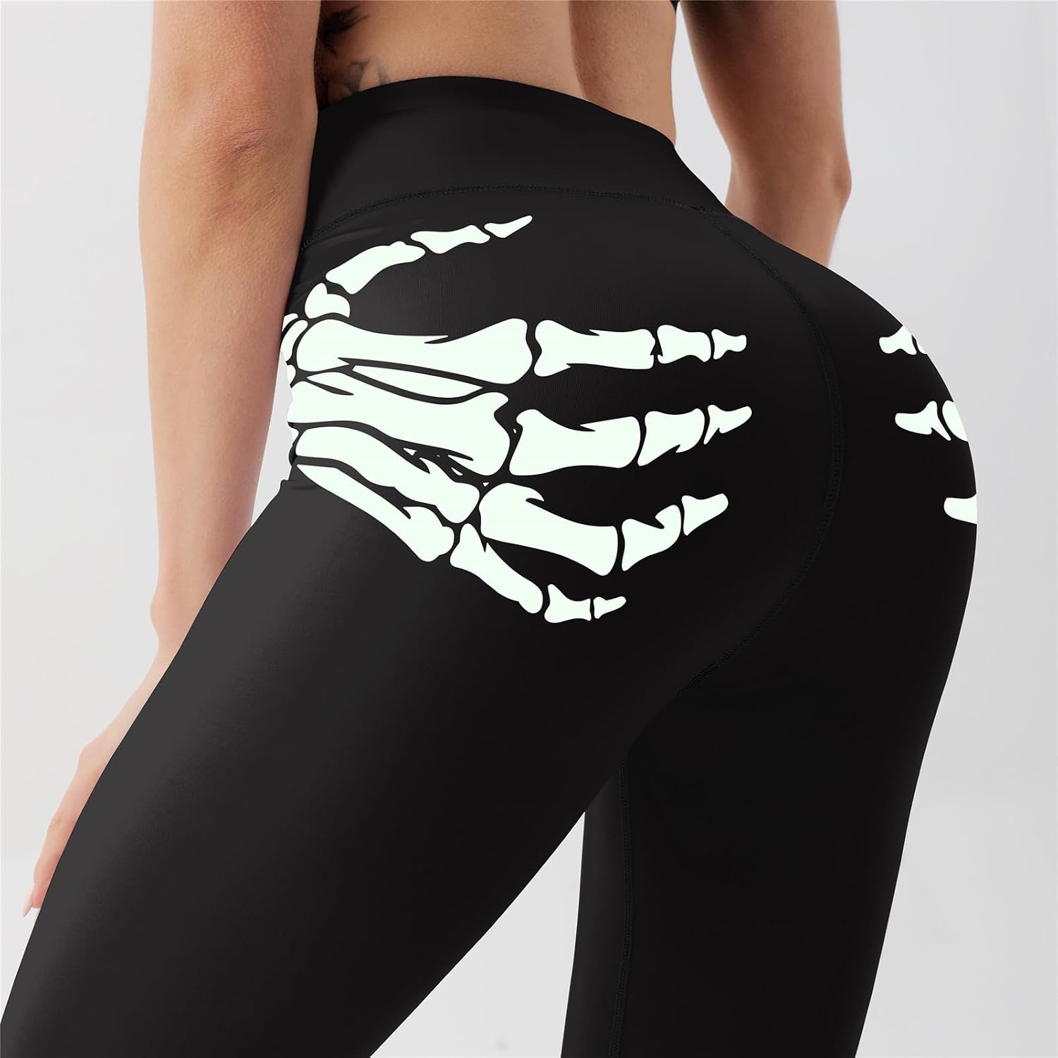 Women Leggings with Glow in The Dark Skeleton High Waisted Pants for Masquerade Party Night Runnin Disco Bar image 3