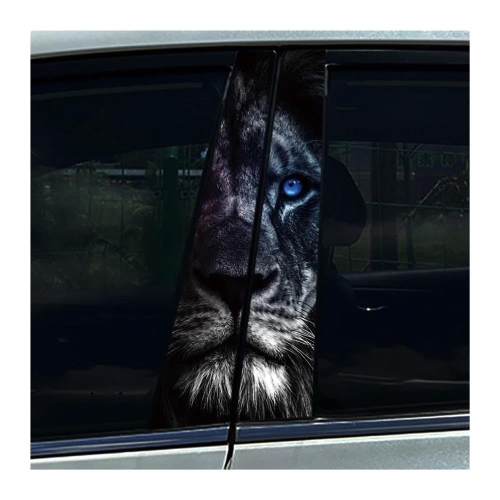 Decorative Items 2Pcs Car Center Column Stickers Blue Eyes Lion Auto B- Pillar Decoration Stickers(J)