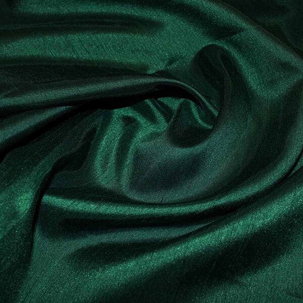 Satin Backed Shantung Dupion Faux Silk Dress Fabric Lightweight 146cm Wide (Per metre) (Forest)