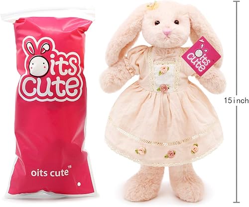 Miniatura 6 de Oitscute - Pequeño y suave conejo de peluche de 15 pulgadas, juguete para bebés y niñas