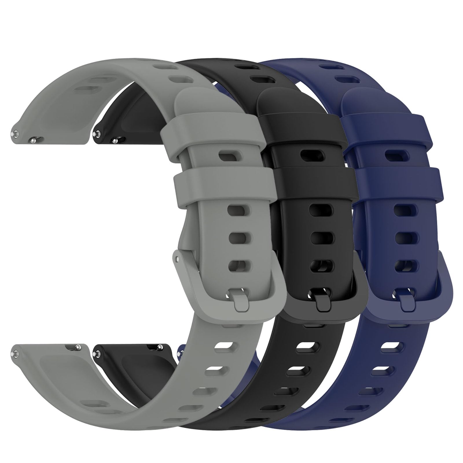NovemFoal 16mm Replacement Watch Bands Compatible with Radley Series 21/Sekonda Connect Smart Watch 40mm Straps, Soft Sport Wristband 16mm Premium Silicone Bracelet (Gray+Black+Navy Blue)