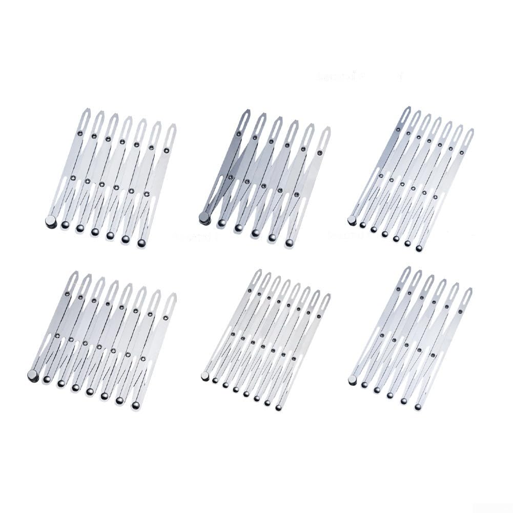Aluminium-Nählehre für präzisen Knopflochabstand und Falten, ausziehbares Messwerkzeug zum Nähen, Basteln und Holzbearbeitung, Silber (kurz 8 Köpfe)