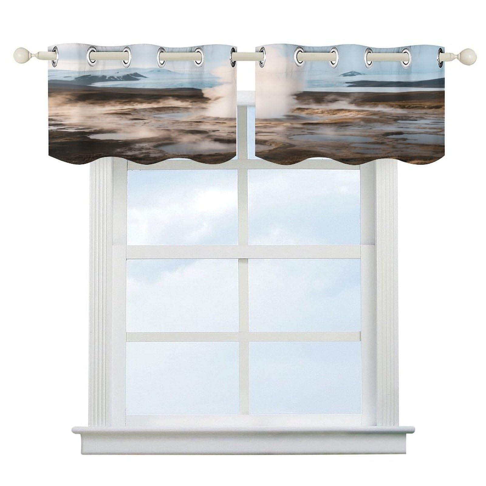 Fekiloot Style Geyser Eruption Short Curtains Valance Curtain