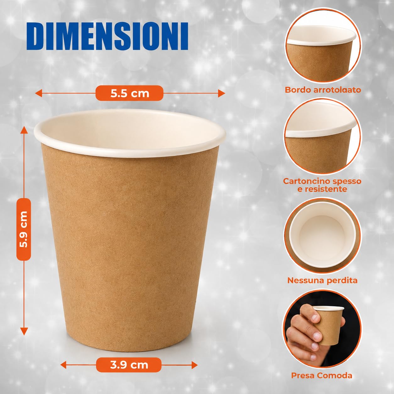 e_far Bicchieri da Caffè in Carta Bianca 90 ml (3 Oz) – 1000 Pezzi – Tazzine Monouso per Bevande Calde e Fredde – Ideali per Ufficio, Casa e Asporto