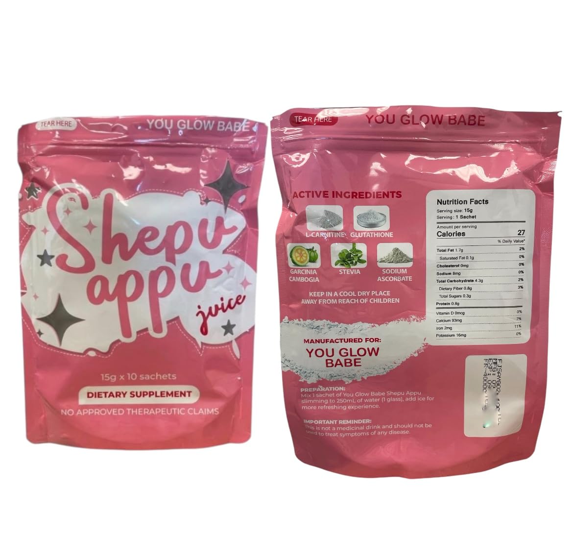 20 Sachets You Glow Babe Shepu APPU Juice 15g each