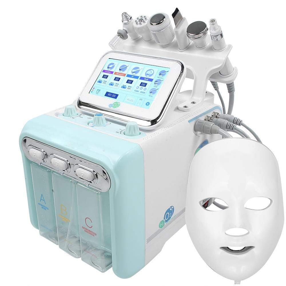 Máquina de belleza facial con oxígeno al hidrógeno, 7 en 1dispositivo de burbujas pequeñas para spa, máquina de exfoliación de chorro de oxígeno de agua para limpieza profunda