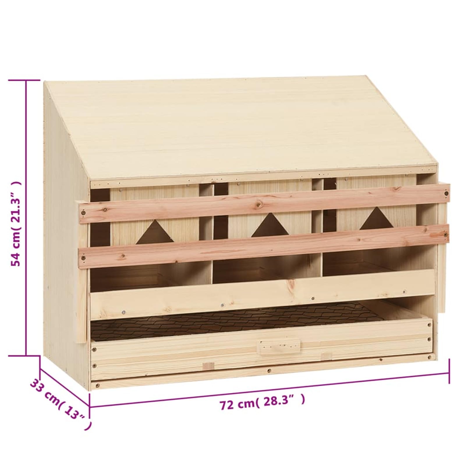 Casetta Cova per Galline 3 Scomparti 72x33x54 cm Legno di Pino,Commercio e Industria,Agricoltura,Zootecnia,Incubatrici di uova-170653
