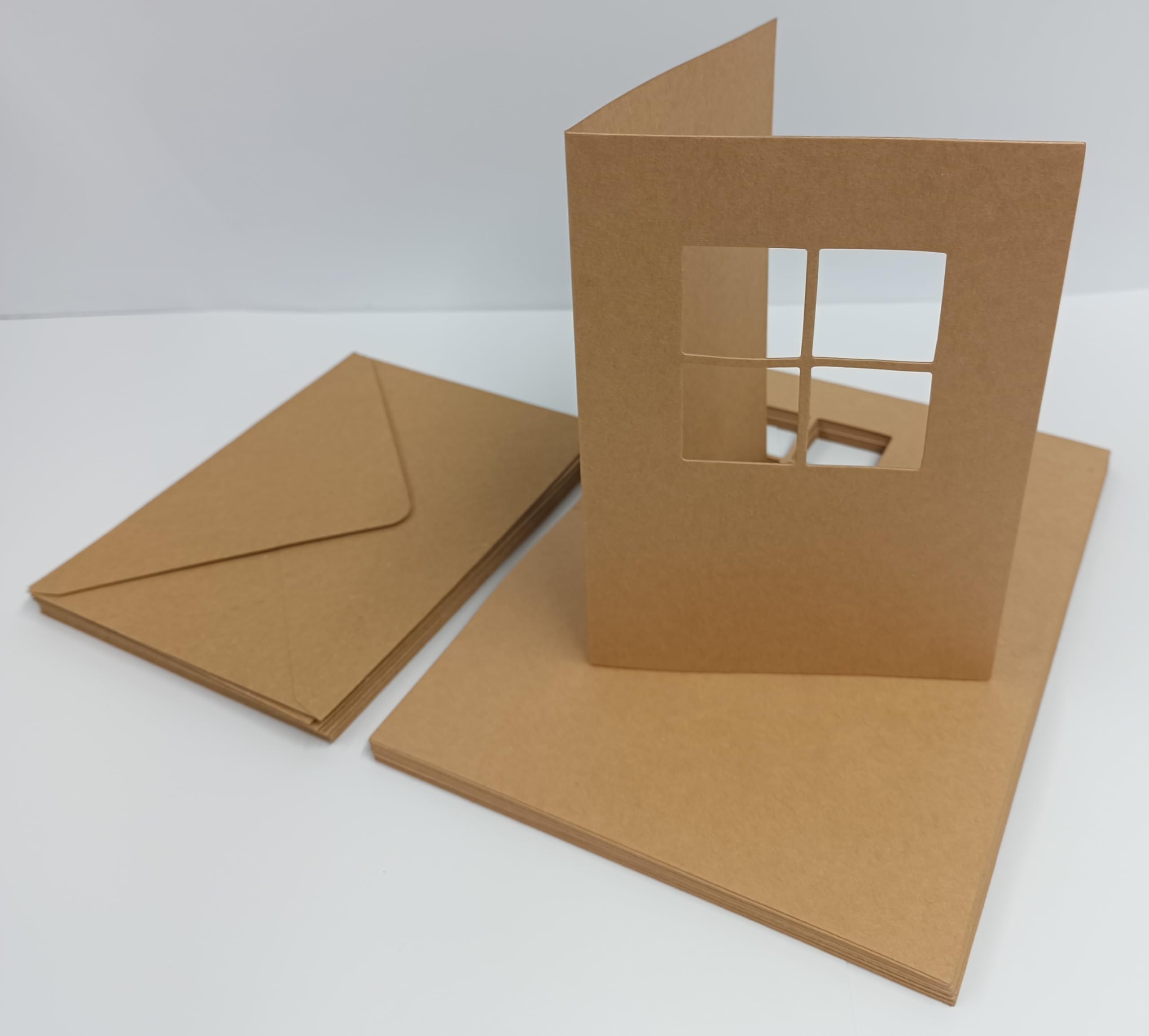 Eco-Friendly 10 Pack 5" x 7" Blank Greeting Cards & Envelopes | 100% Recycled Card Blanks for Crafts & Invitations with Square Window Aperture