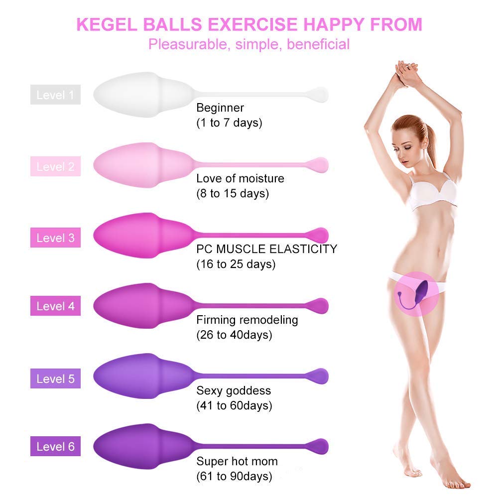 Boules de Geisha - 6 Boules évolutives - Kegel Balls de pour Le contrôle de la vessie et Les Muscles du Plancher pelvien - Recommandé par Le médecin