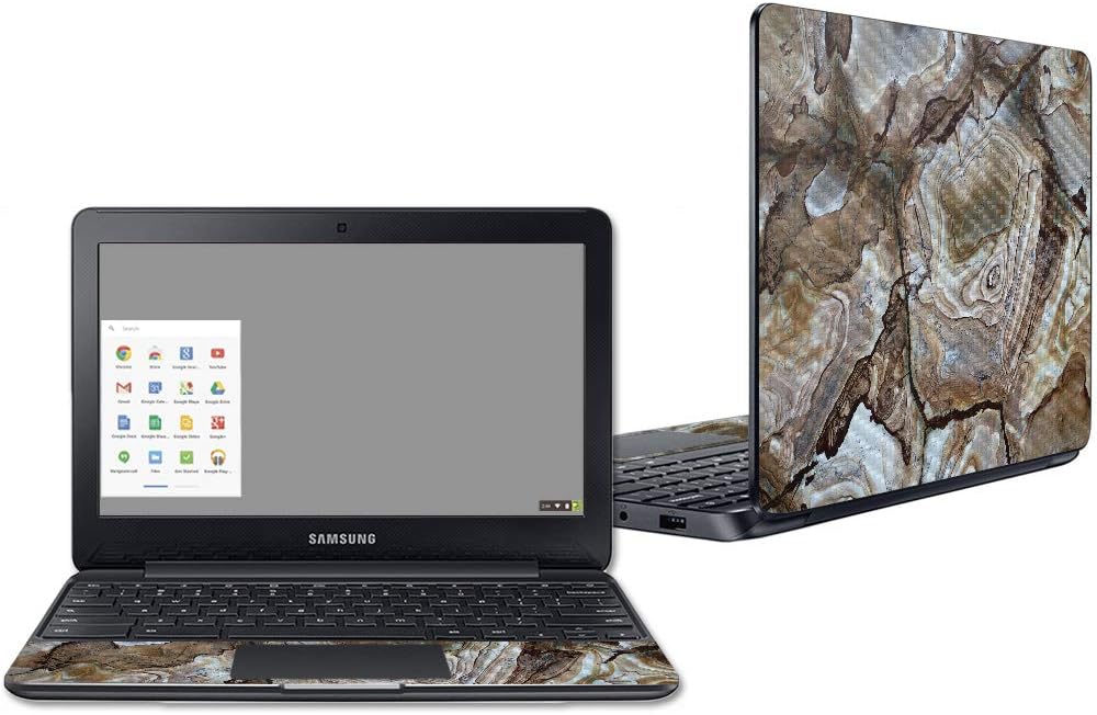 MightySkins Carbon Fiber Skin for Samsung Chromebook 3 11.6" - Geometric Marble | Protective, Durable Textured Carbon Fiber Finish | Easy to Apply, Remove, and Change Styles | Made In The USA