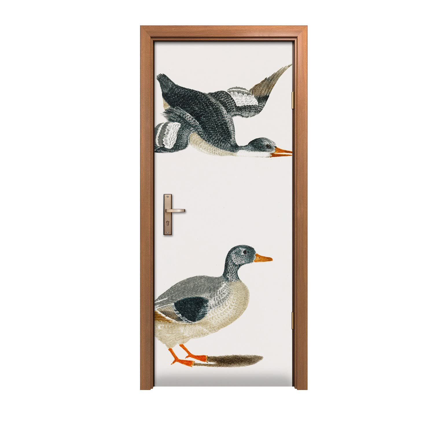 Autocollant de porte nature et canards pour créer une ambiance zen dans le salon