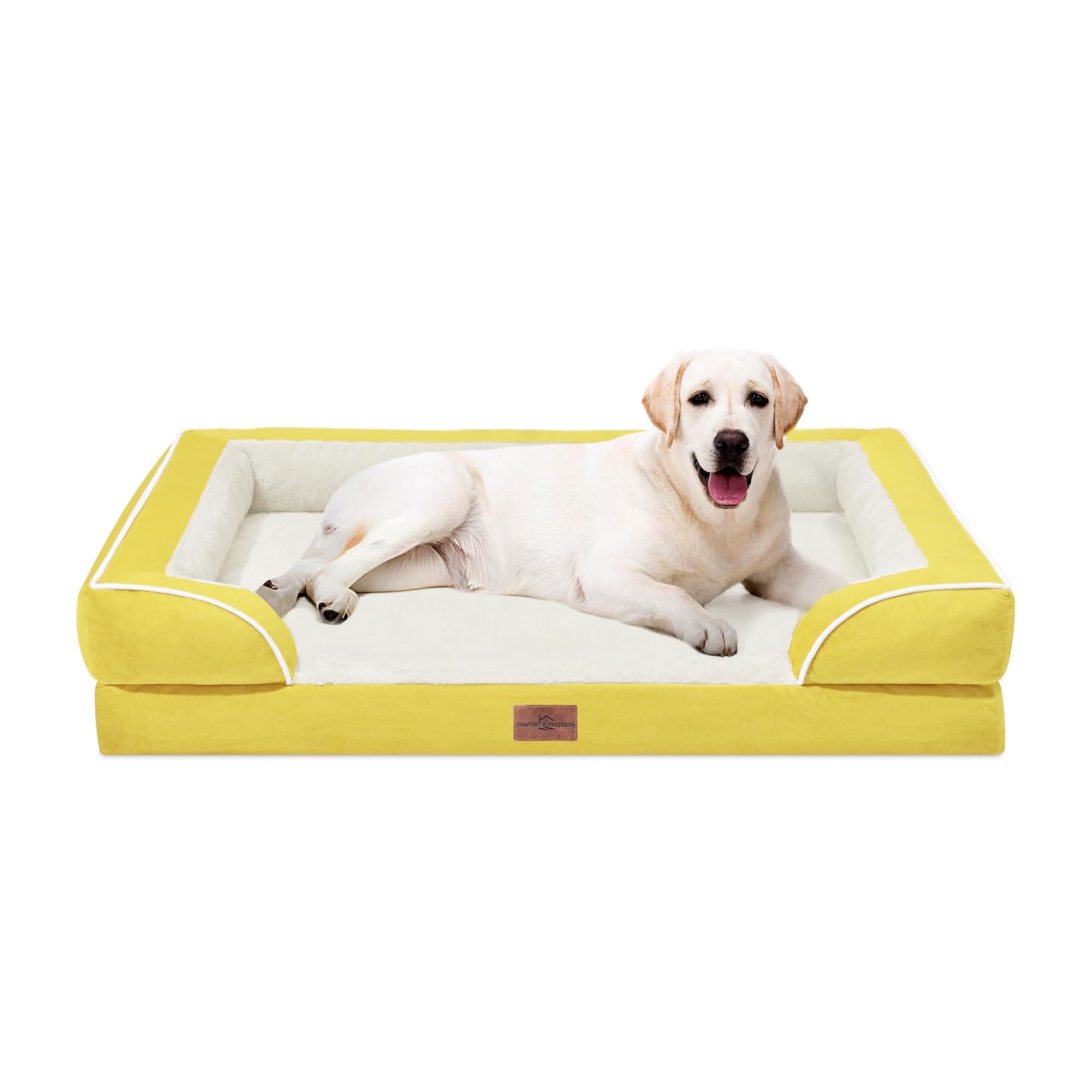 Comfort Expression Orthopedic Dog Bed for Extra Large Dogs 45x35 Inch, Waterproof Egg Crate Foam XL Pet Bed with Removable Bolsters, Dog Couch with