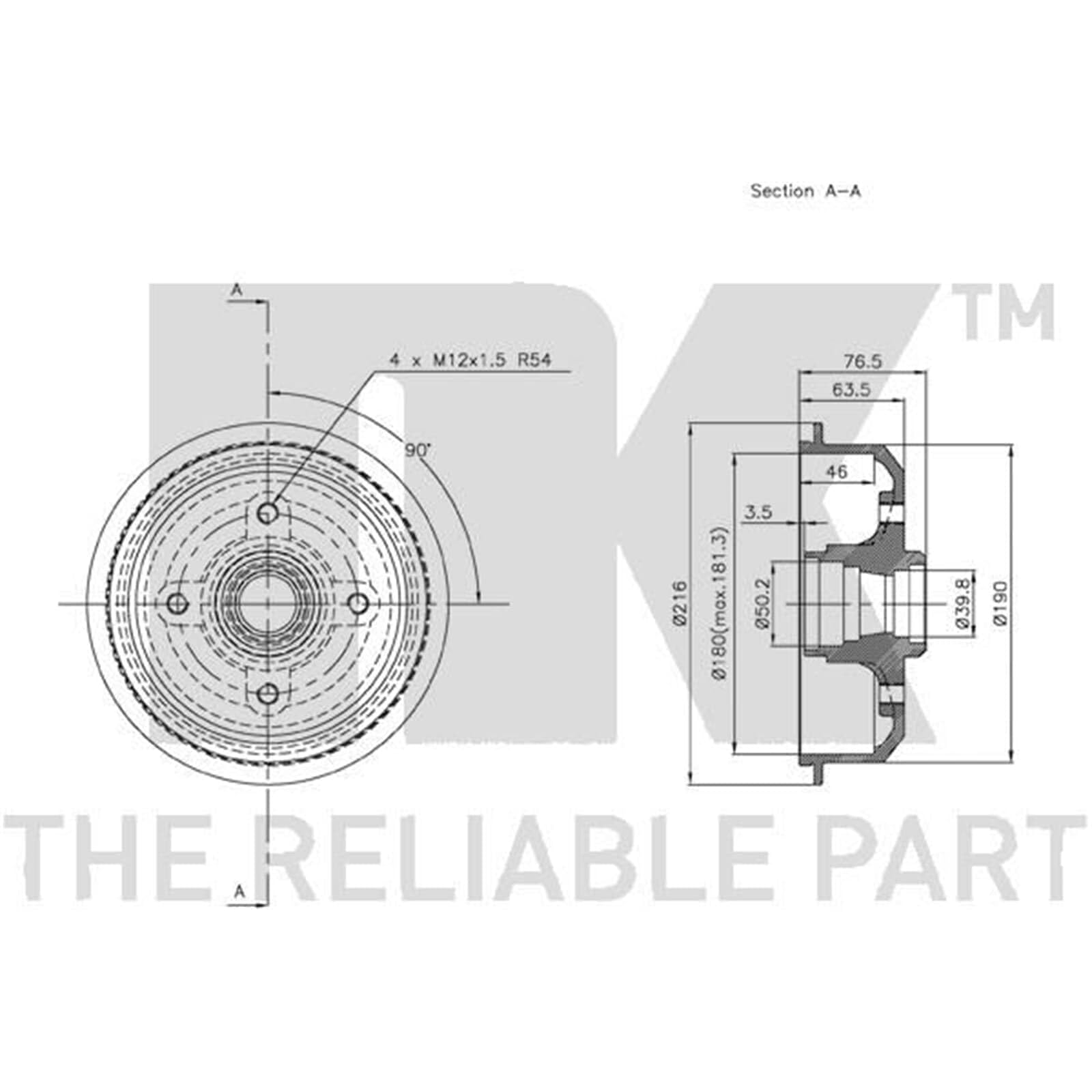 2x NK Ø 180mm Bremstrommeln hinten | 2x 252510 passend für Escort Fiesta Fusion Orion |