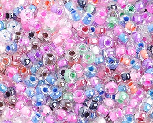 John Bead Czech Glass Seed Bead/Pony Bead 6/0 Color Lined Crystal Mix - 500g Bulk Bag by Preciosa (Jablonex)