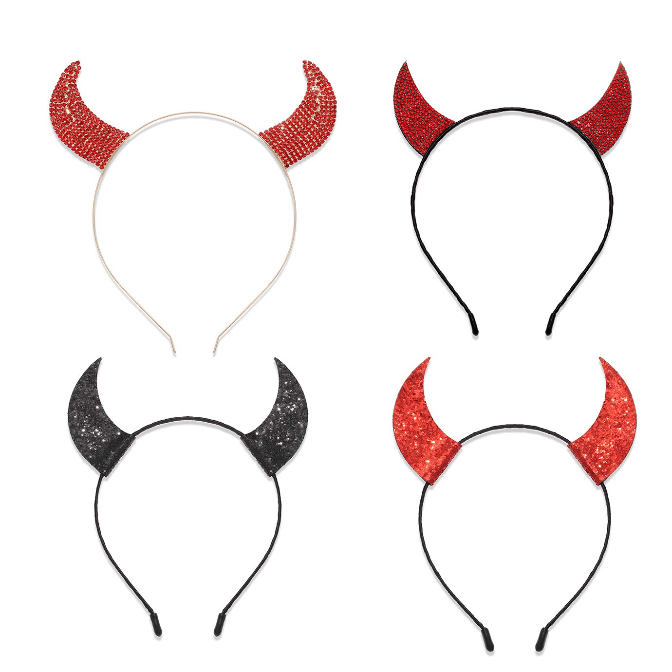 ZOLEAROPYHalloween Horns Headband Glitter Cat Ears hair hoop set ( Horns)