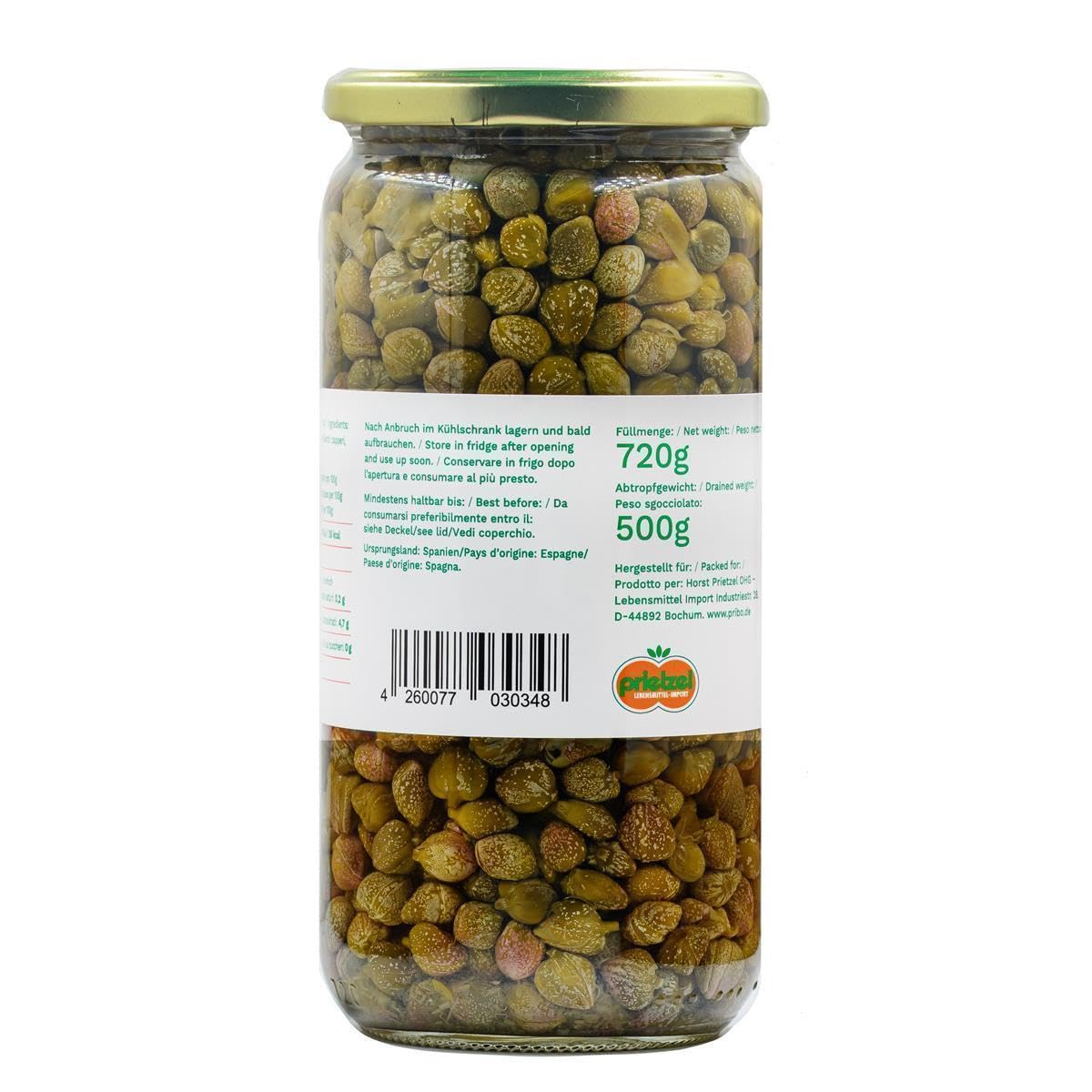 PRIBO KAPERN CAPOTES - 4x 500g - größere Kapern eingelegt in Salz im Glas Capres Capperi von PRIBO, mild-würzig passend zu Königsberger-Klopse Vitello-Tonnato Rinder-Tatar Salate