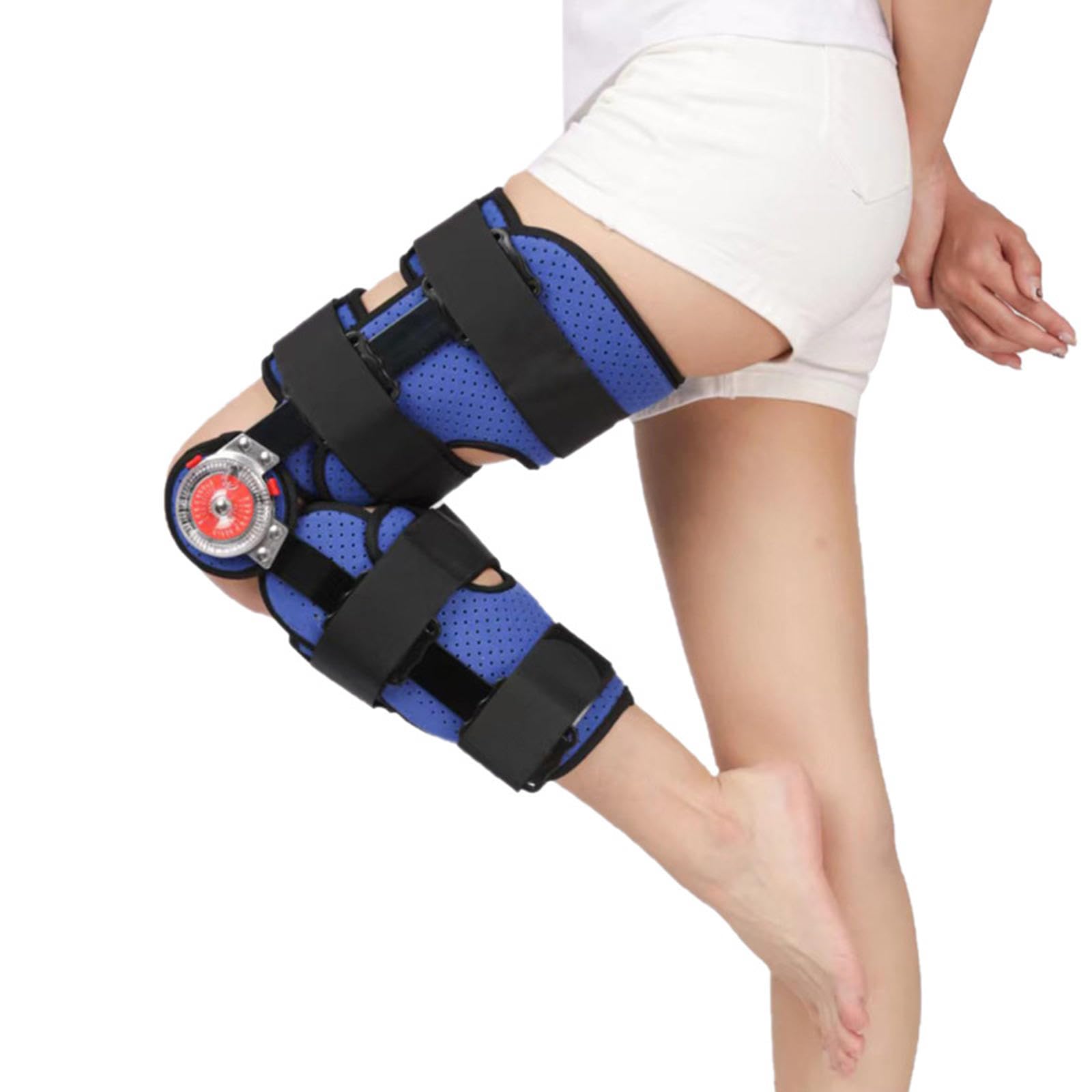 PopieL Rodillera con Bisagras Rom, Rodillera Ajustable Para Hombres y Mujeres, Rodillera Posoperatoria Para Recuperación Después de Cirugía, Desgarro de Menisco, Artritis, Distensión de Ligamento