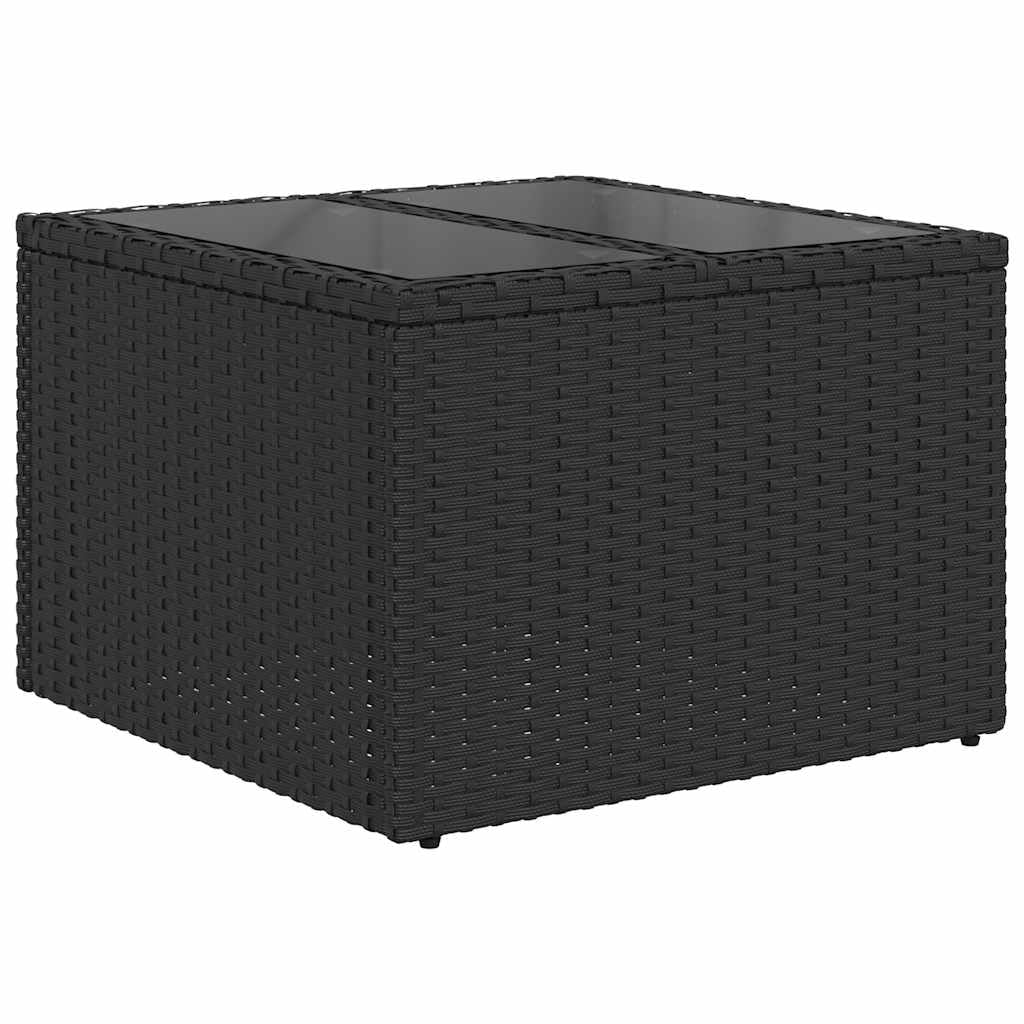 11-TLG Garten-Sofagarnitur Schwarz mit Kissen Poly Rattan, wetterfestes Lounge Möbel Set für Terrasse Balkon und Wintergarten, inklusive Tisch, Stuhl, Regal, Stauraum