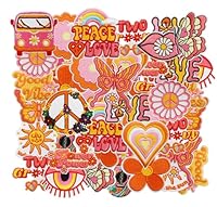 20 Stück Patches zum Aufbügeln, Hippie Boho-Stil Mischung Stickereien Aufbügel Patches für Kleidung, Stoffmaterial, 3-5CM, Bügel Patch für Reparatur und Dekoration