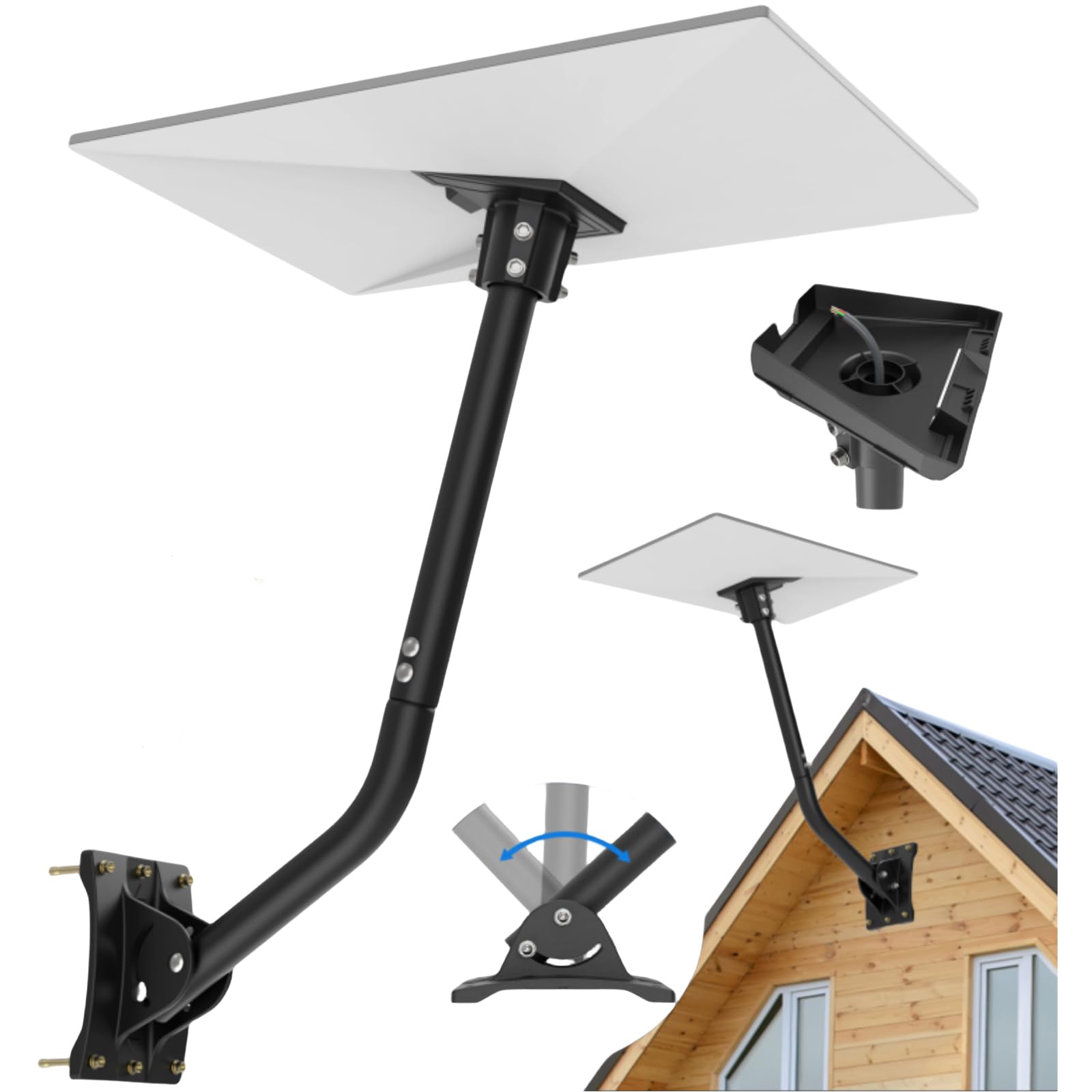 Starlink Roof Mount for Gen 3, 360°Adjustable & Rotatable Wall Mounting Kit Compatible with V3 Starlink Standard Dish, Starlink Gen 3 Pole Mount Include Pipe Adapter, Ideal for Home, RV, Car