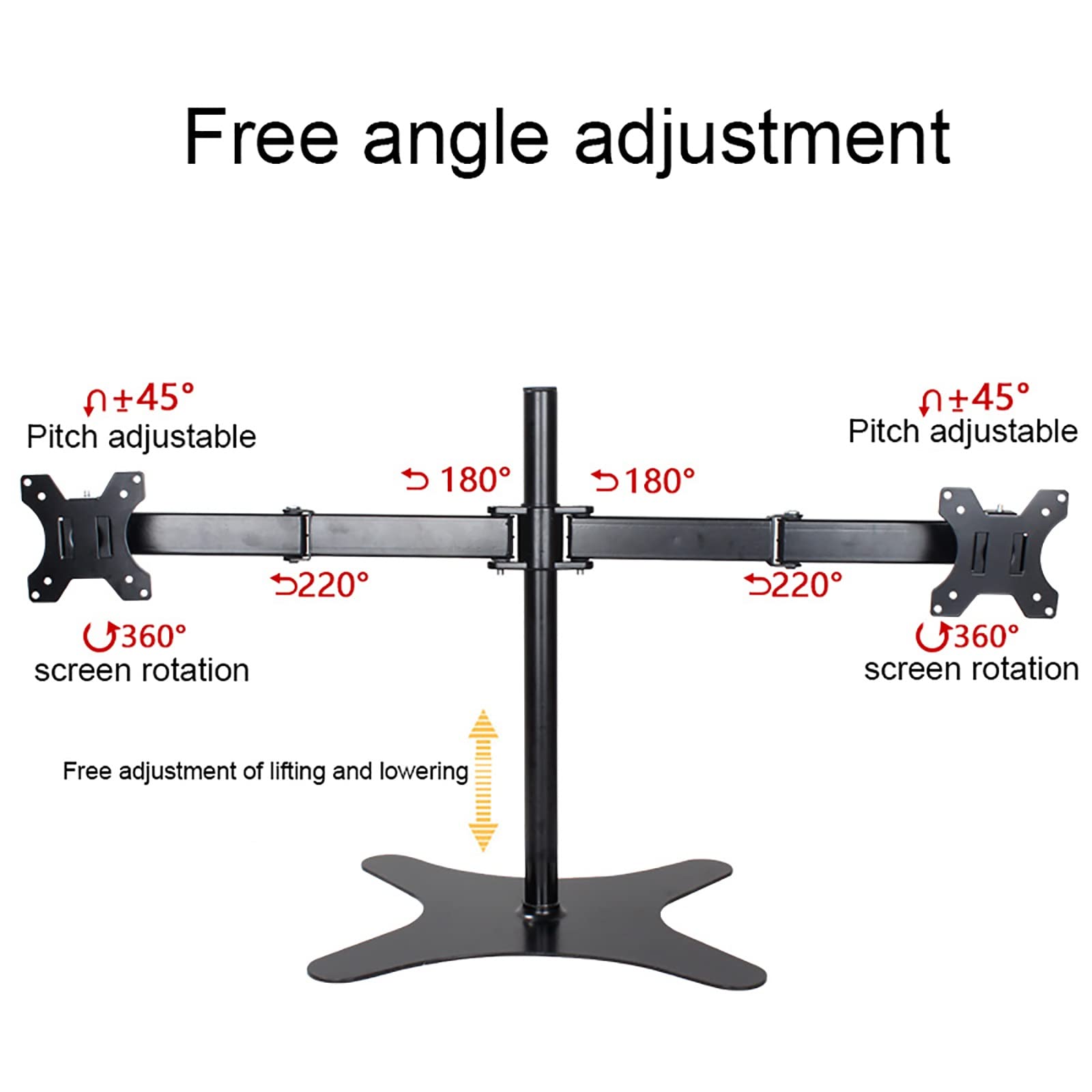 Supporto per Doppio Monitor, Robusto Supporto da Scrivania con Bracci Completamente Regolabili per 2 Schermi Fino A 32 Pollici, Facile da Installare.
