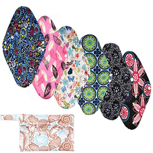 6 pièces 30cm longues serviettes hygièniques pour flux abondant nuit lavable Chiffon Mama Menstruel Coussinets (L-30cm) Cover